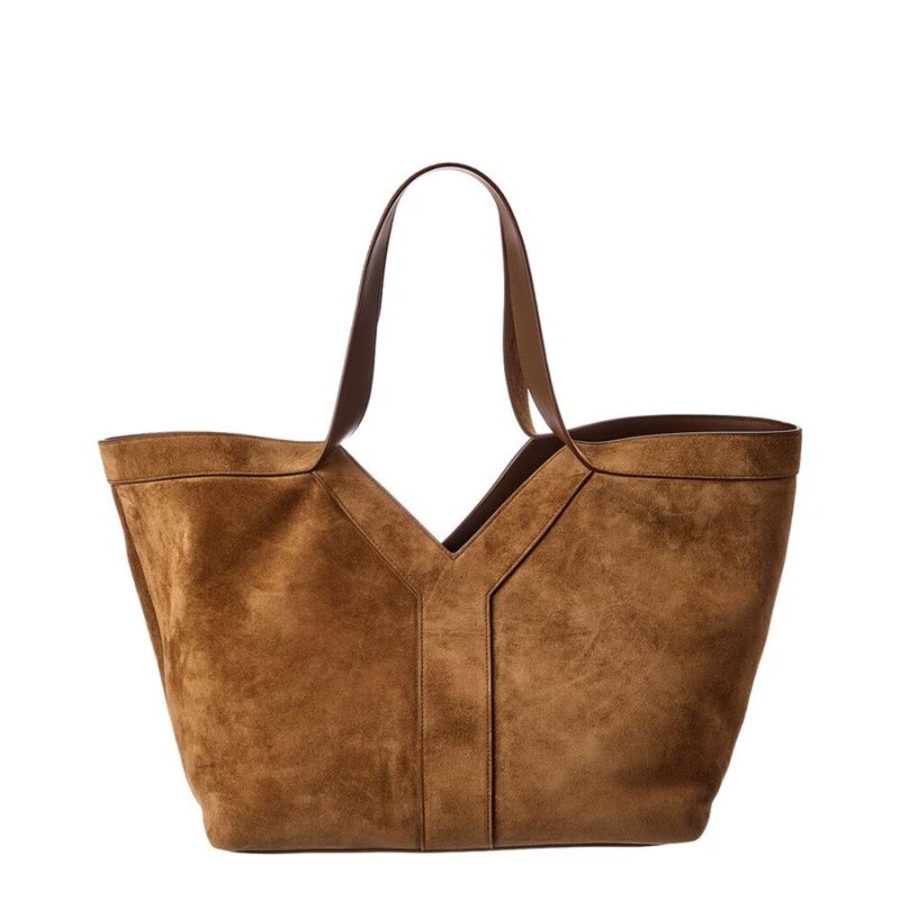 Saint Laurent Y Suede & Leather Tote, Brown